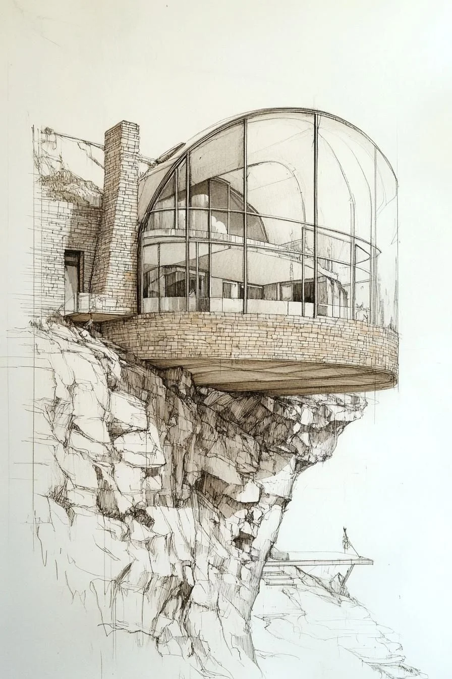 Glass-Walled Cliffside Castle Concept