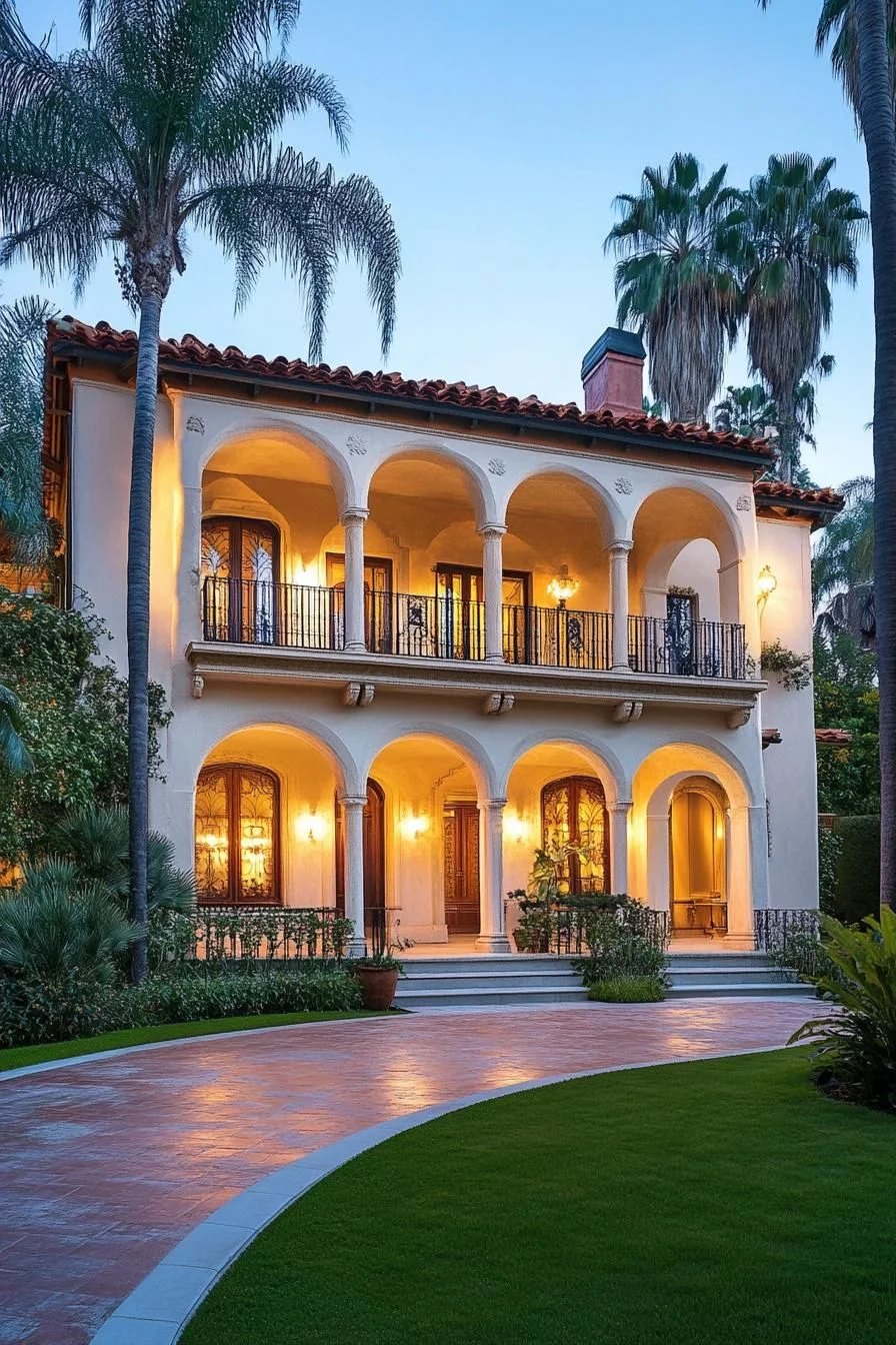 Palm-Lined Sunset Villa