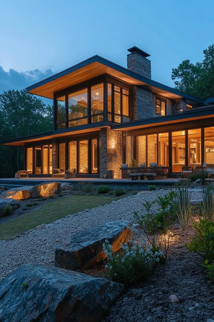 A Luxurious Mountain Retreat at Sunset