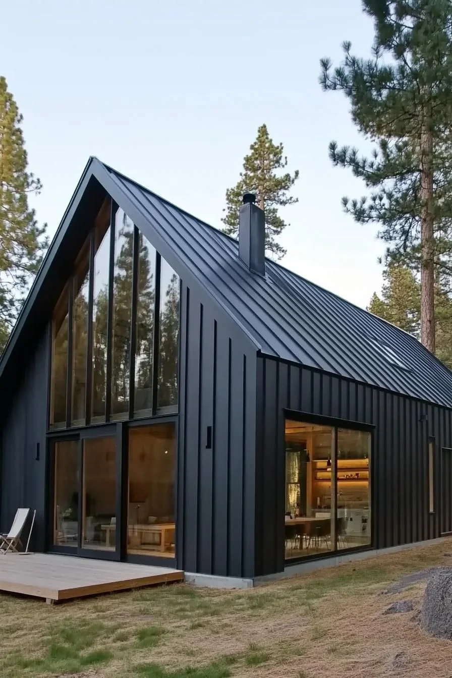 A Scandinavian Modern House with a Black Exterior