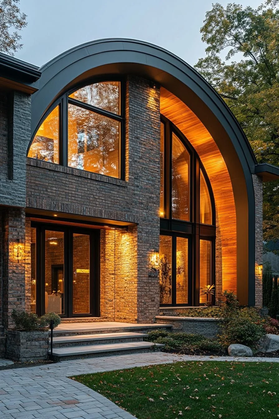 Curved Brick Facade at Golden Hour