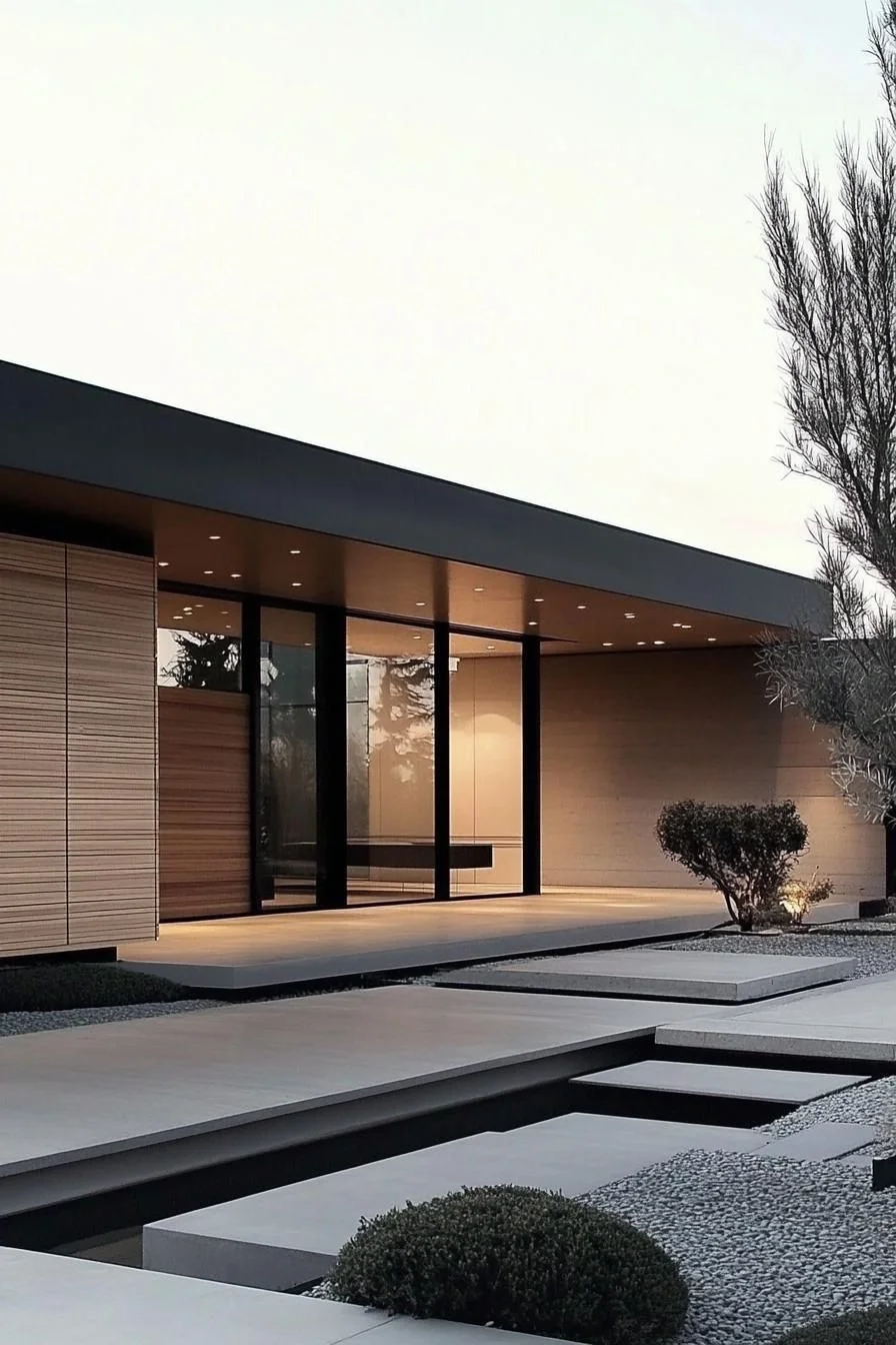 A Minimalist Zen House at Dawn