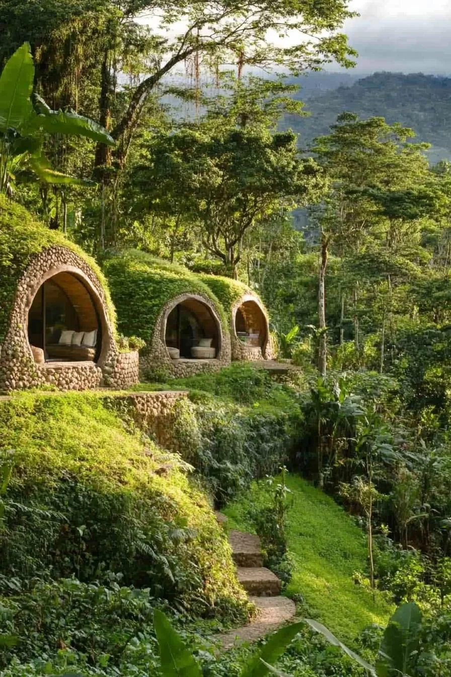 Fairytale Hobbit Homes on a Hillside