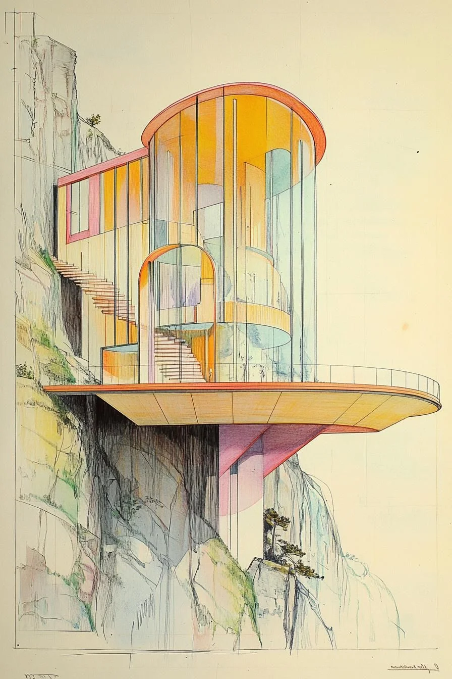 Futuristic Home Perched on a Cliff