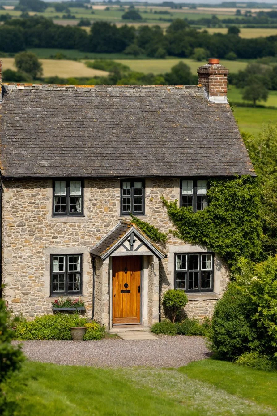 A Sunlit Stone Cottage Facade