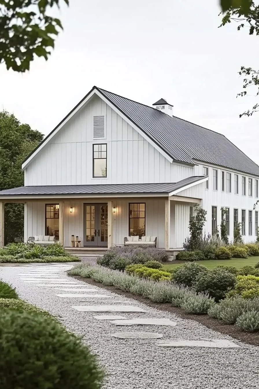 A Modern Farmhouse Surrounded by Greenery