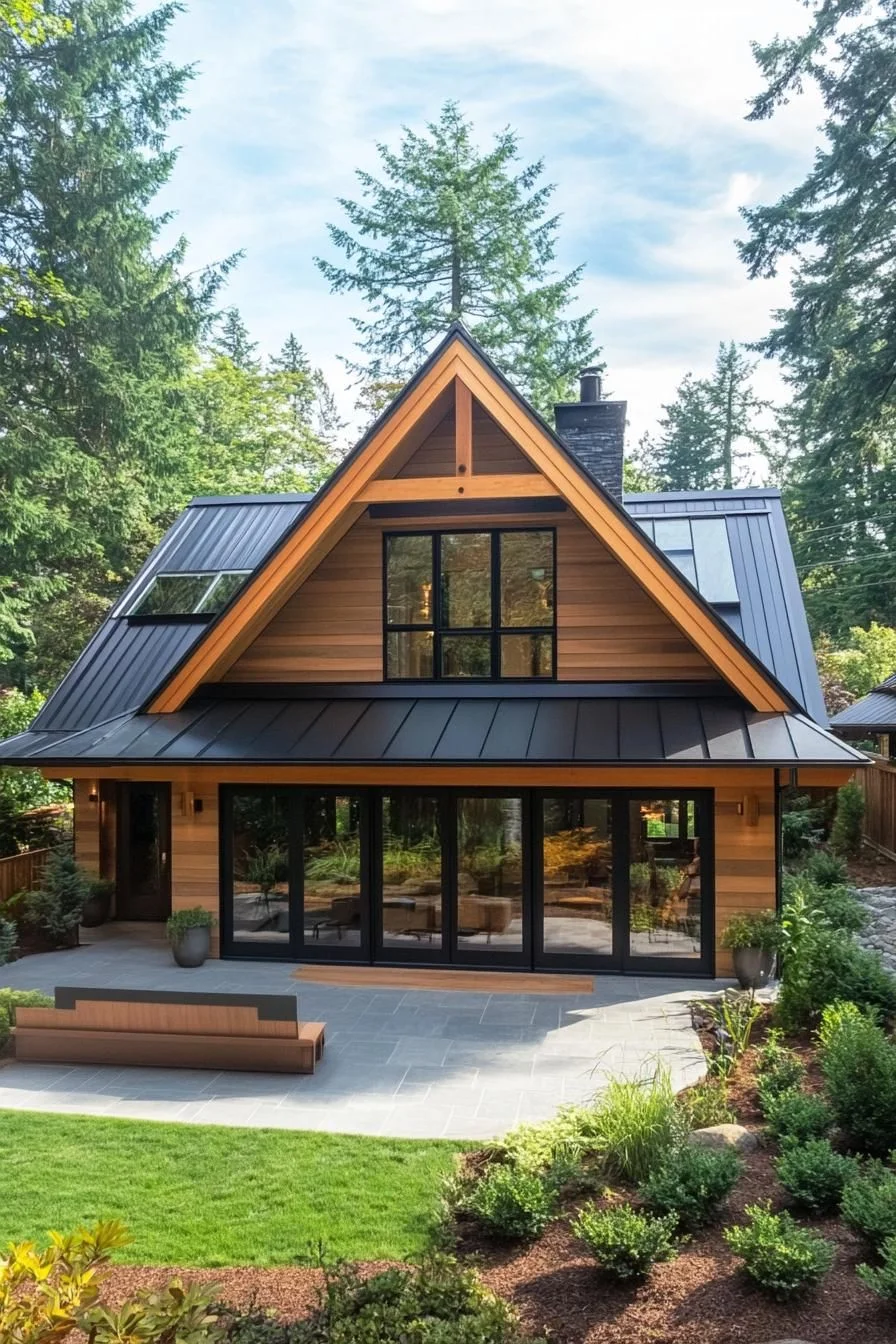Forest-Wrapped A-Frame Cabin Design