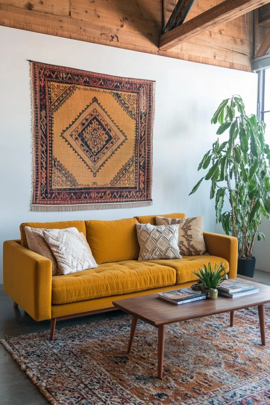 Bright Mustard Sofa Living Room