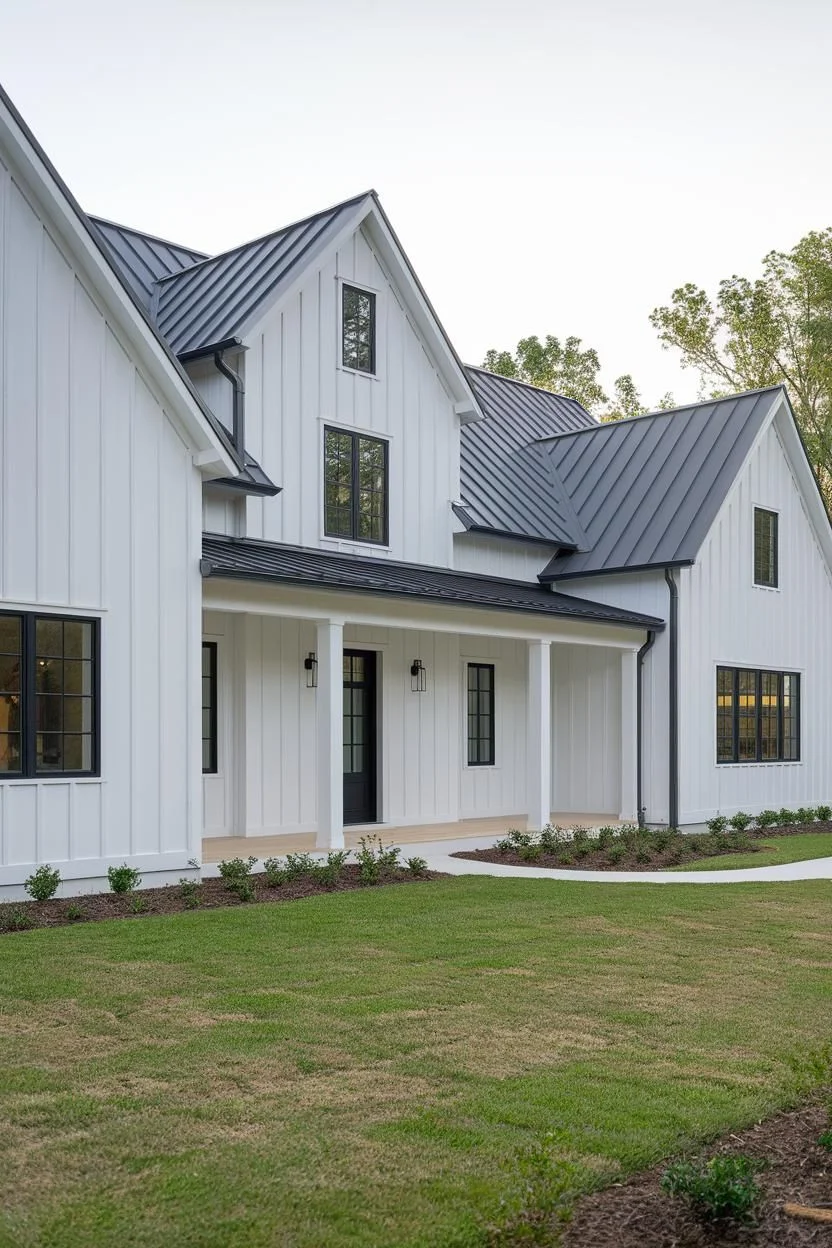 Board-and-Batten Beauty A Serene White Exterior