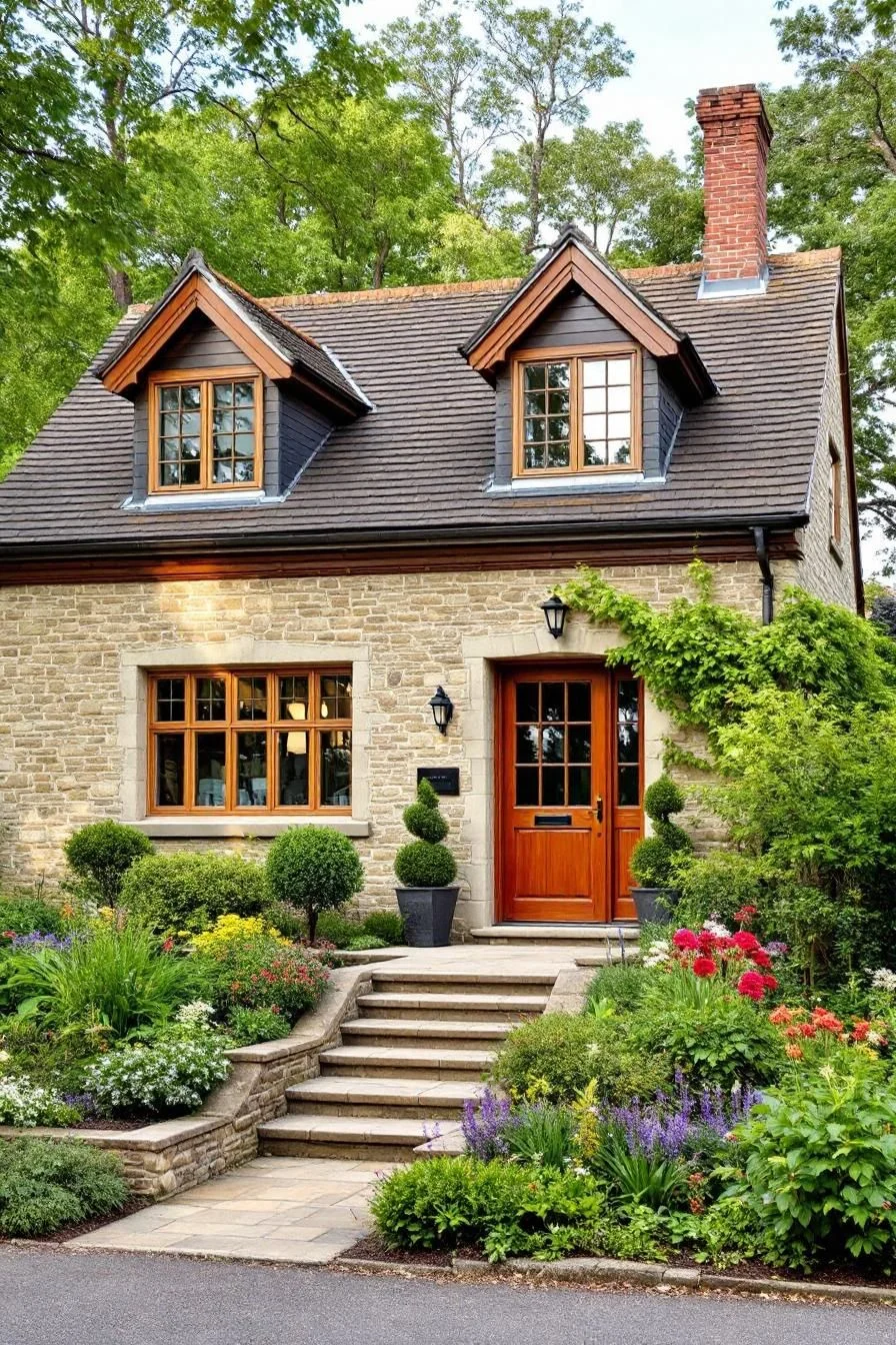 A Brick Cottage with Blooming Flourishes
