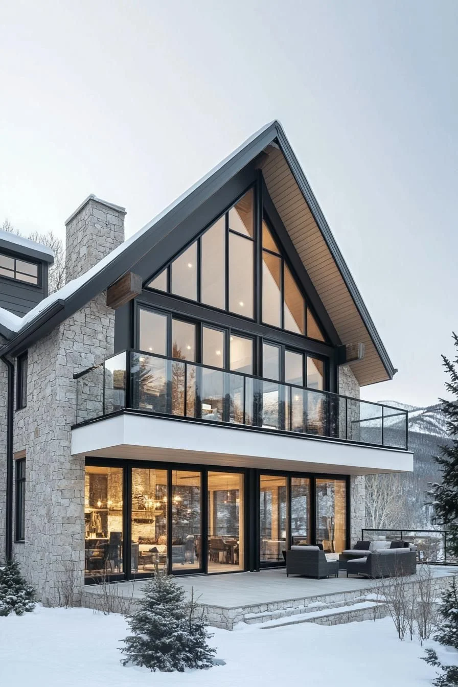 Frosty A-Frame Winter Cabin