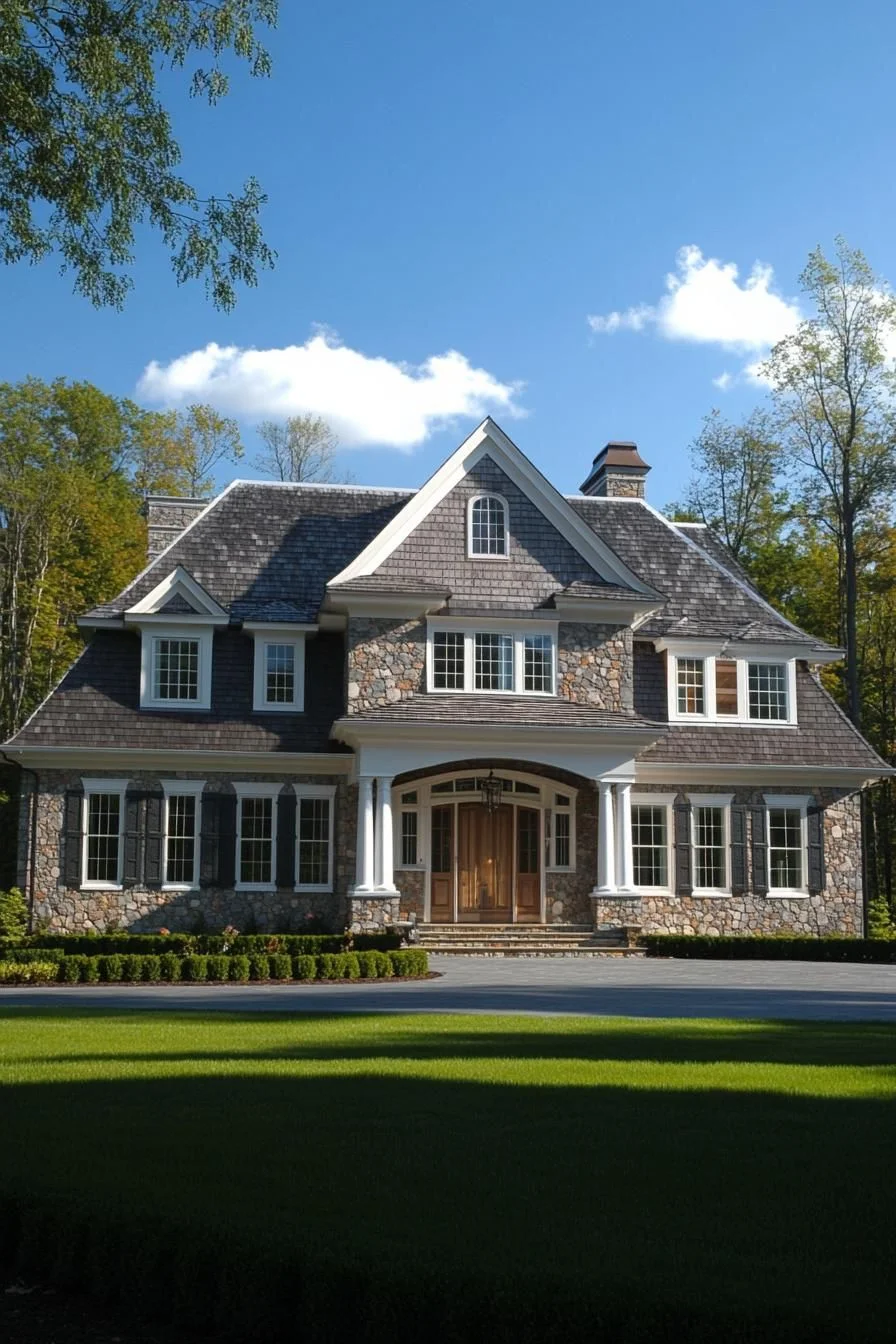 A Majestic Home With a Stone Front