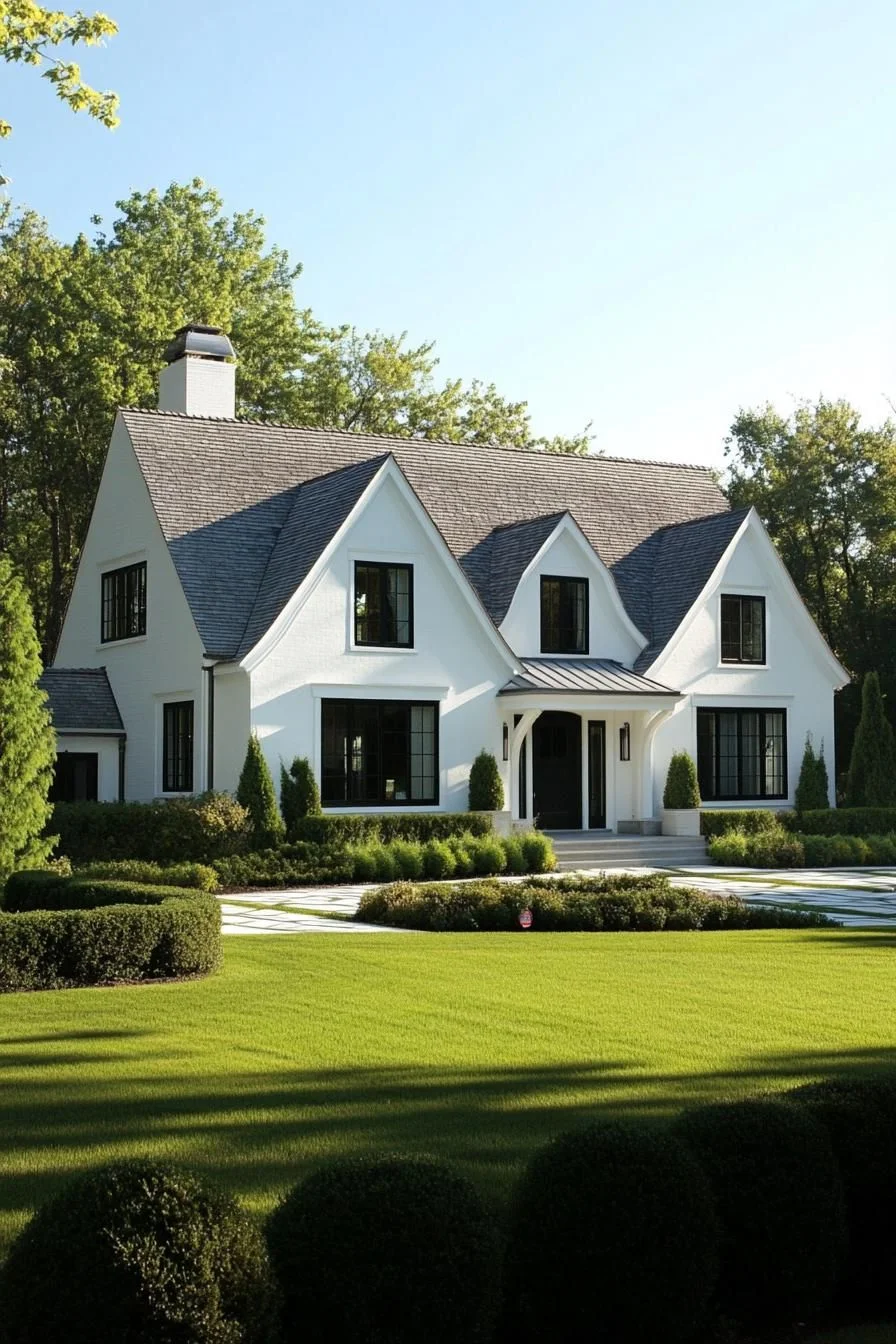 Greenery Surrounds This White Cottage