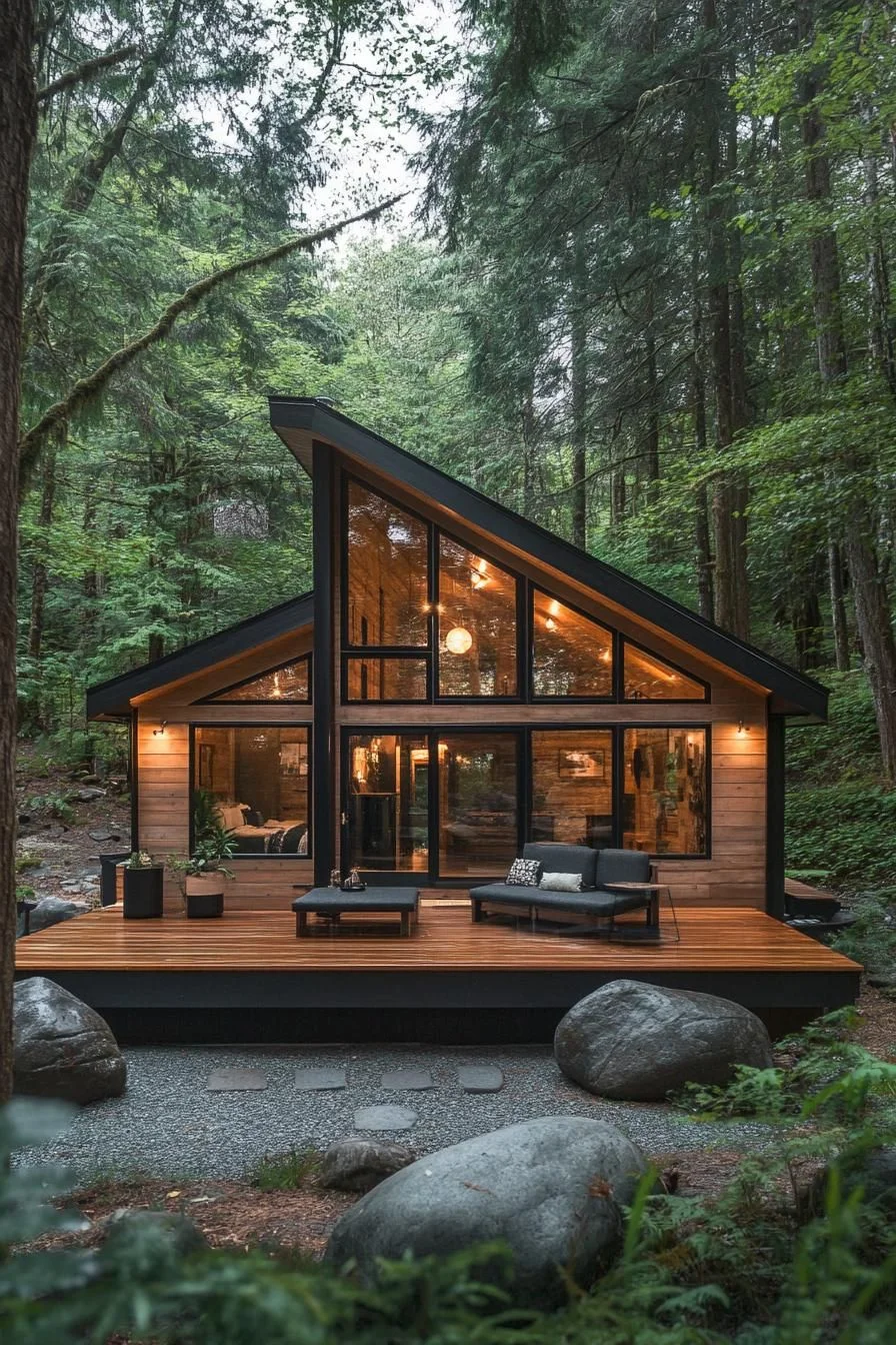 A Cabin With Wide Woodland Windows
