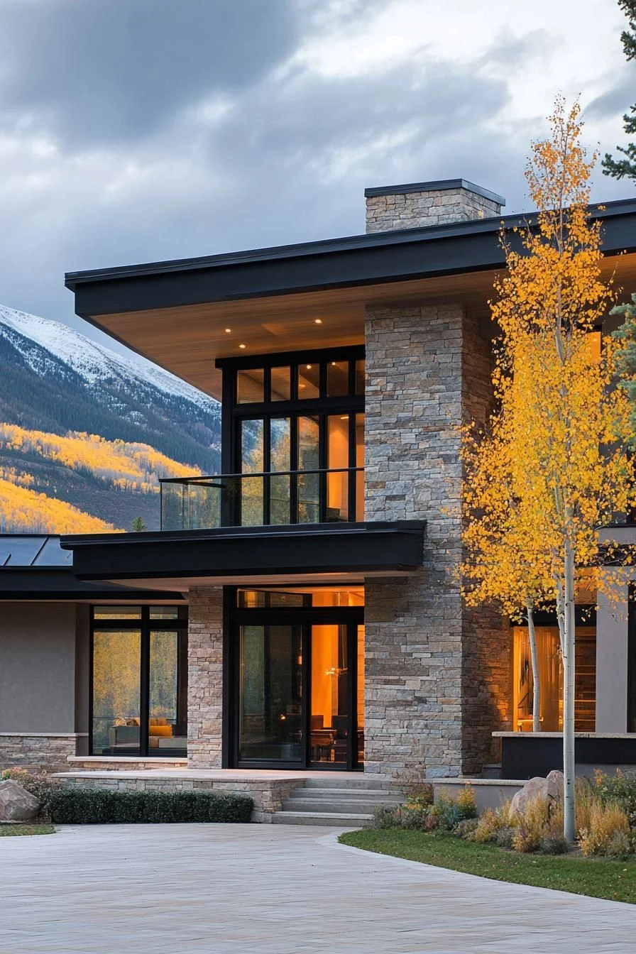 Mountain Home with Warm Stone Accents