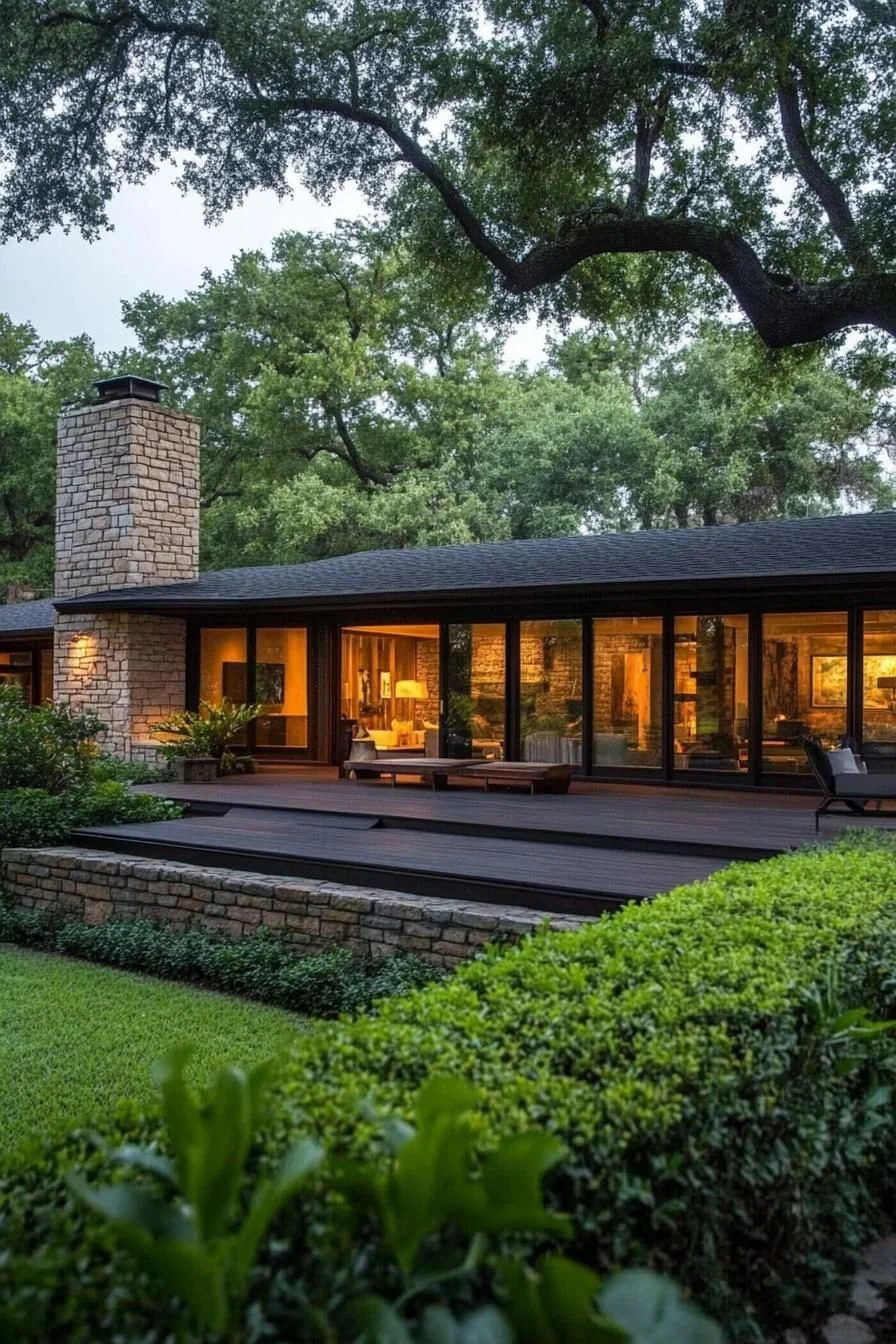 A Brick Ranch at Twilight
