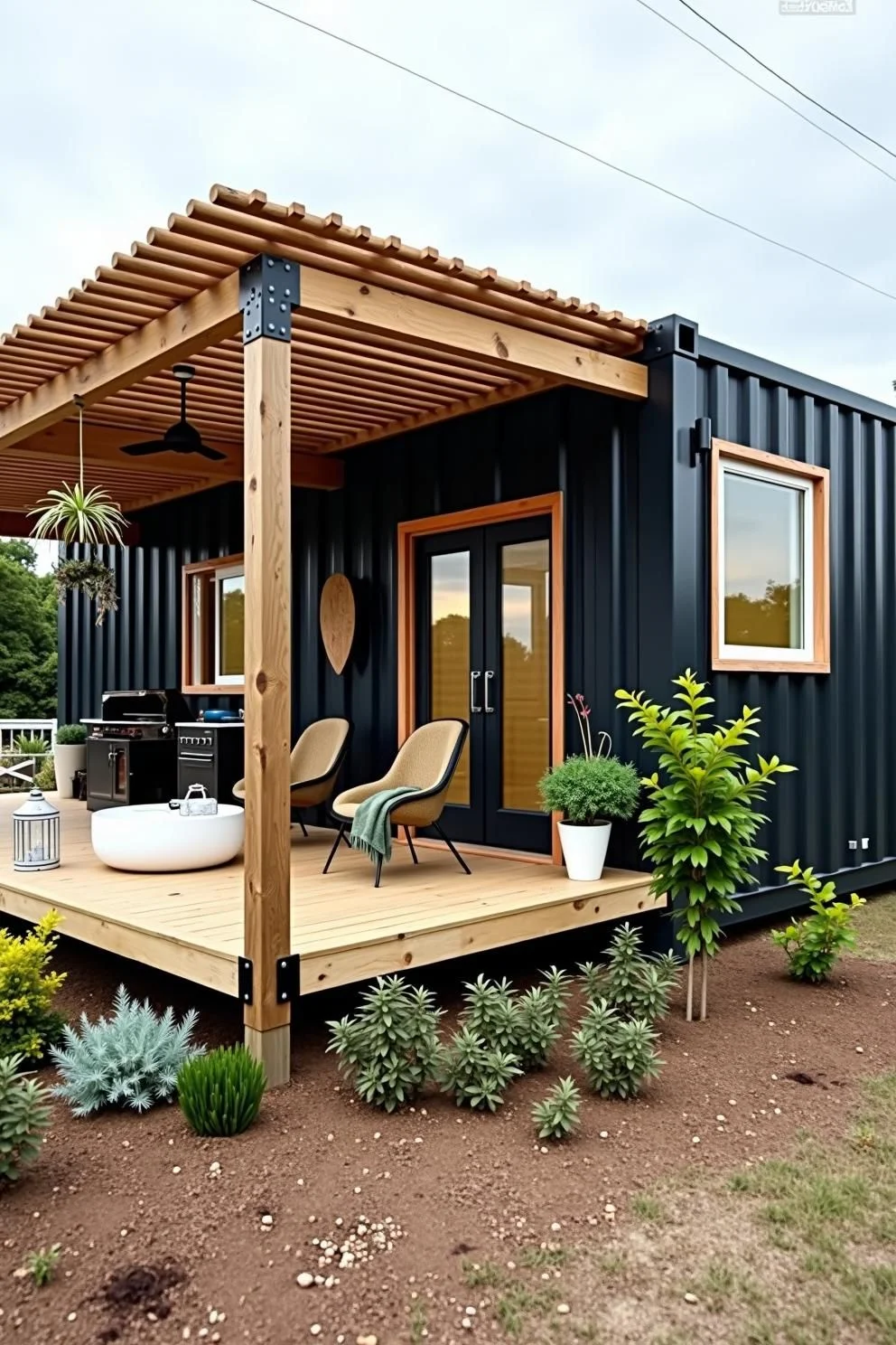 A Container Home With a Pergola Touch