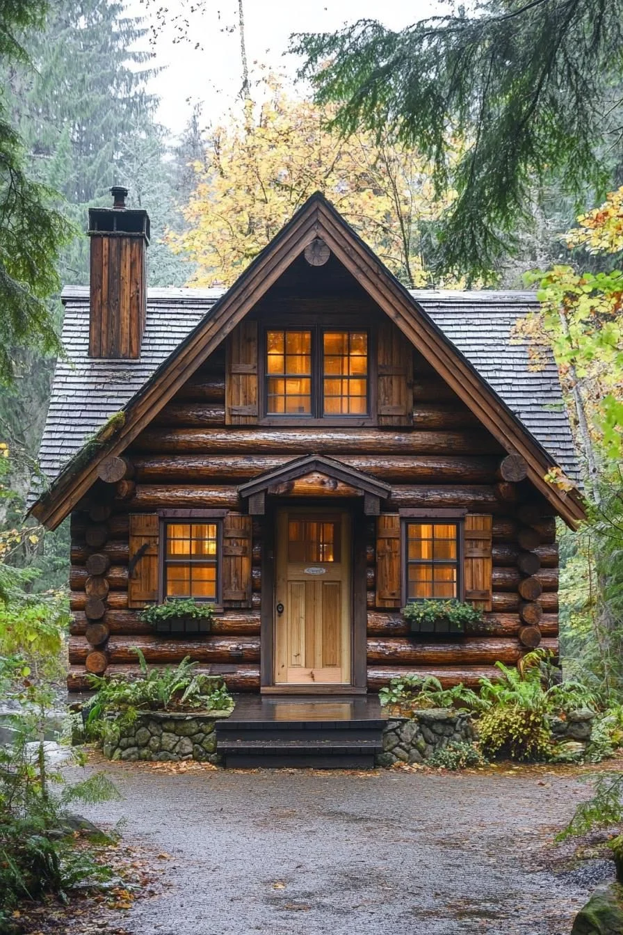 A Log Cabin Tucked in Leafy Woods