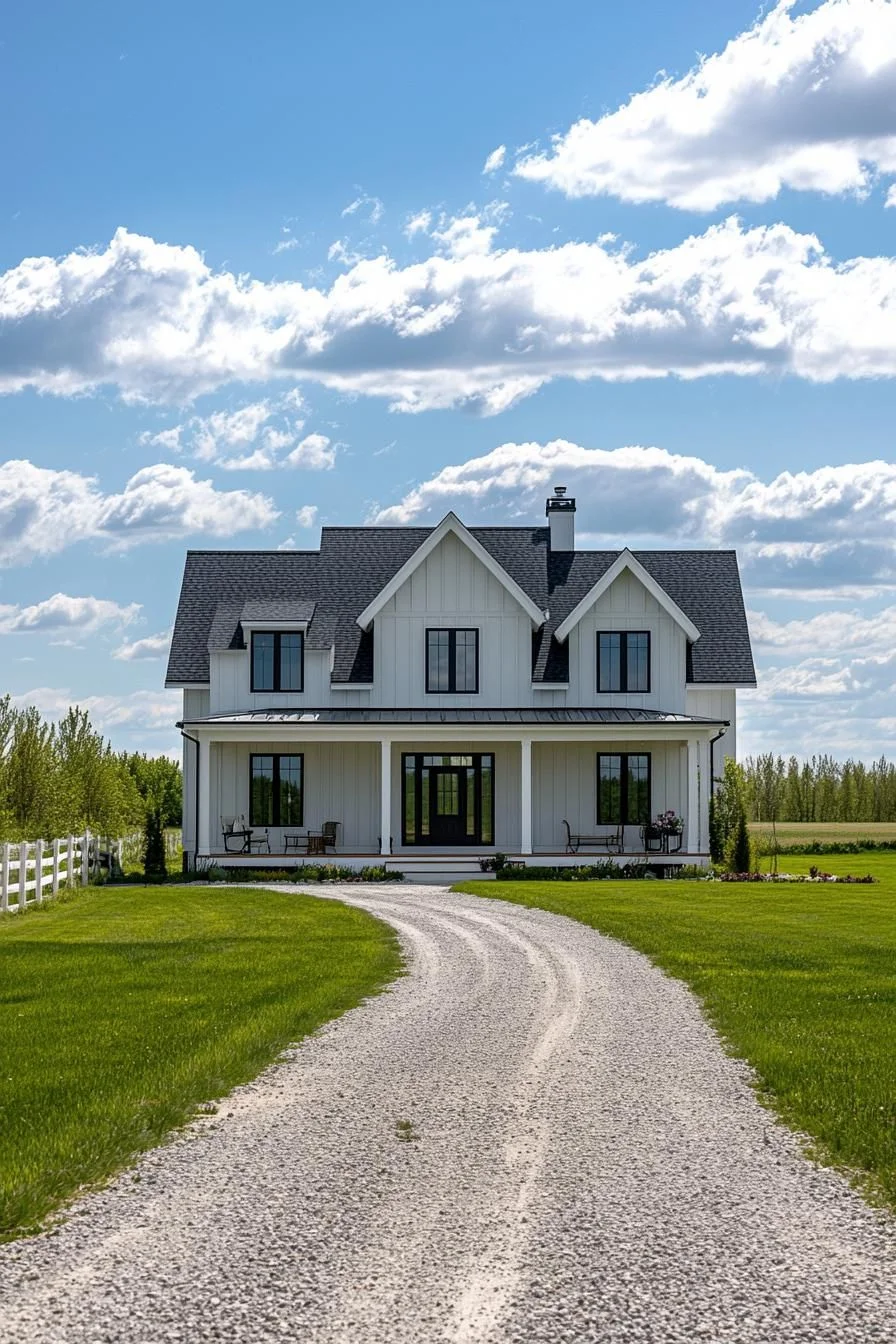 A Country Home With a Gravel Drive