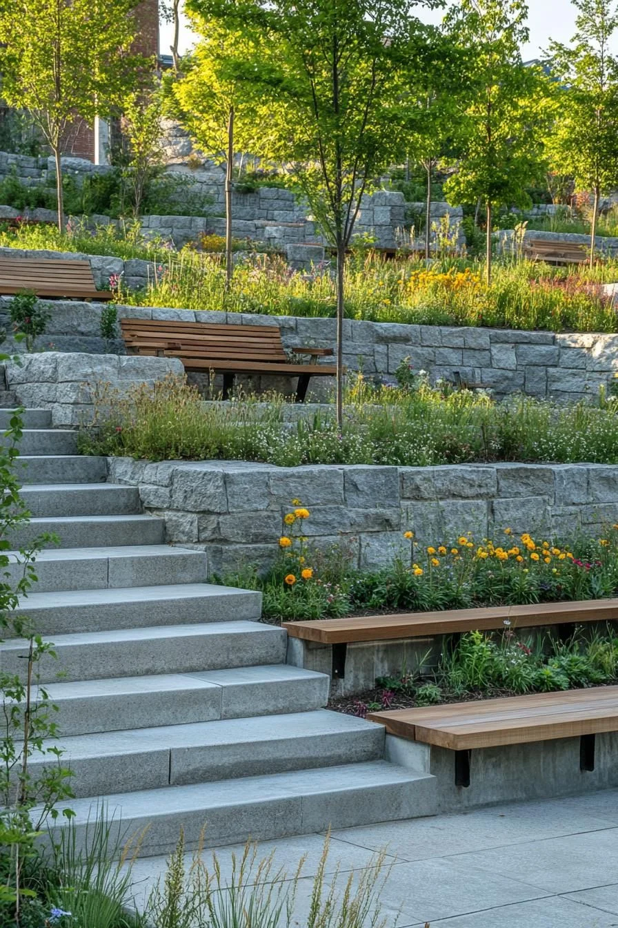 Terraced Stone and Greenery Design