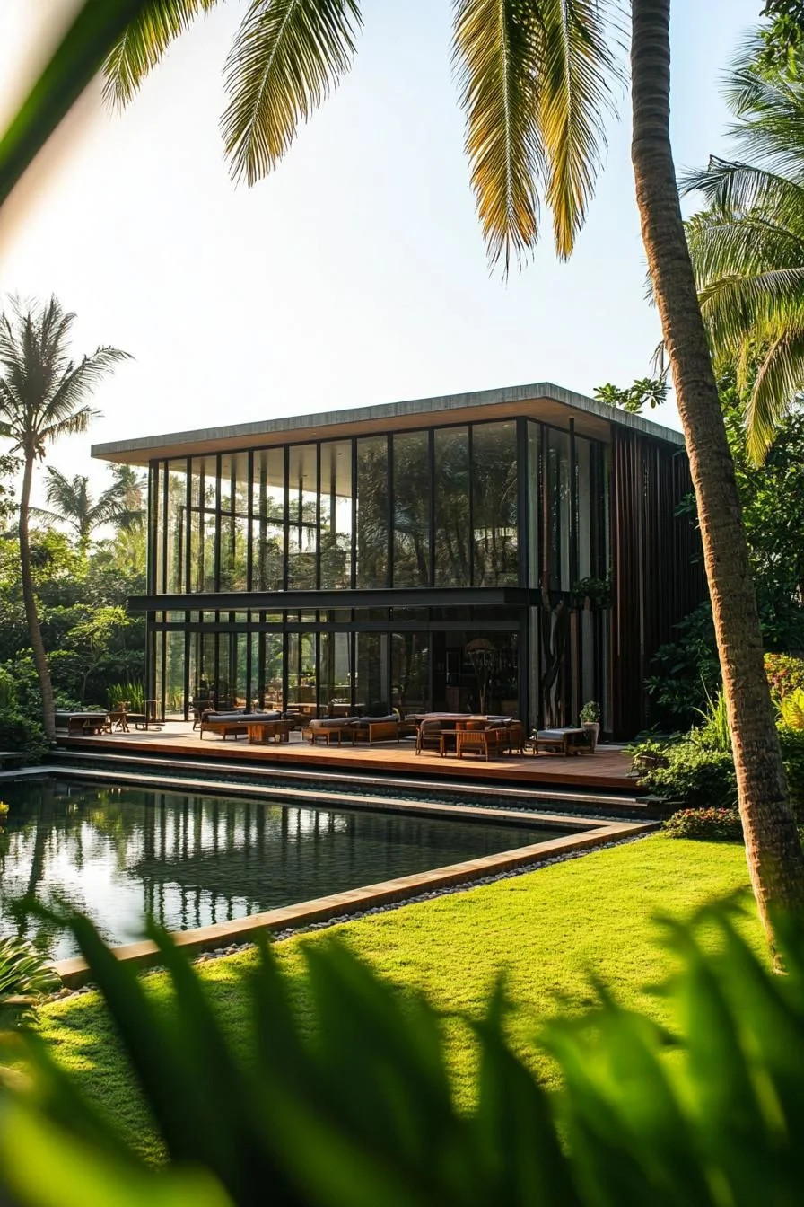 A Palm Pavilion Behind Glass